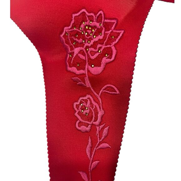 RARE Victoria’s Secret 34B Push-Up Bra Red Roses Script NWT Embroidered - Picture 5 of 8